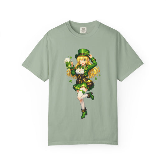 St. Patrick's Day T-Shirt — 'Kiss Me I'm Irish' Leprechaun Girl Graphic Tee
