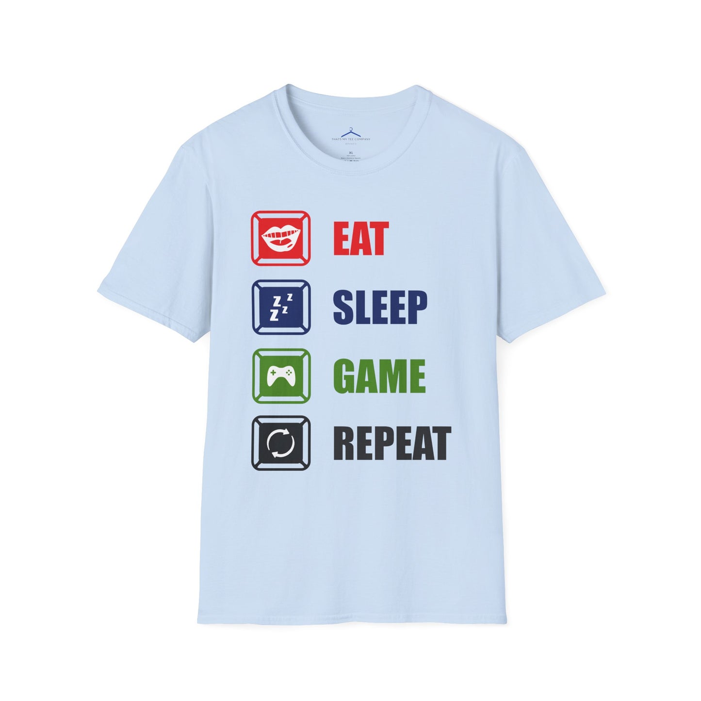 Eat Sleep Game Repeat Gamer Tee