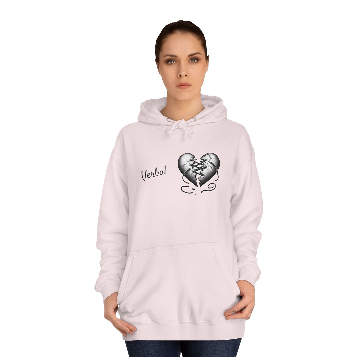 College Hoodie with Shoestring Heart Design for Lovers