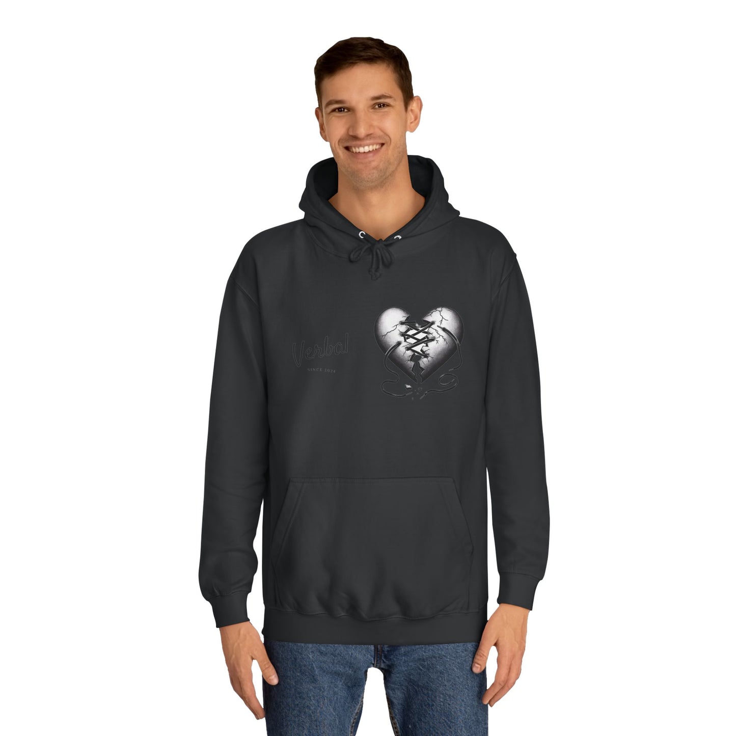 College Hoodie with Shoestring Heart Design for Lovers