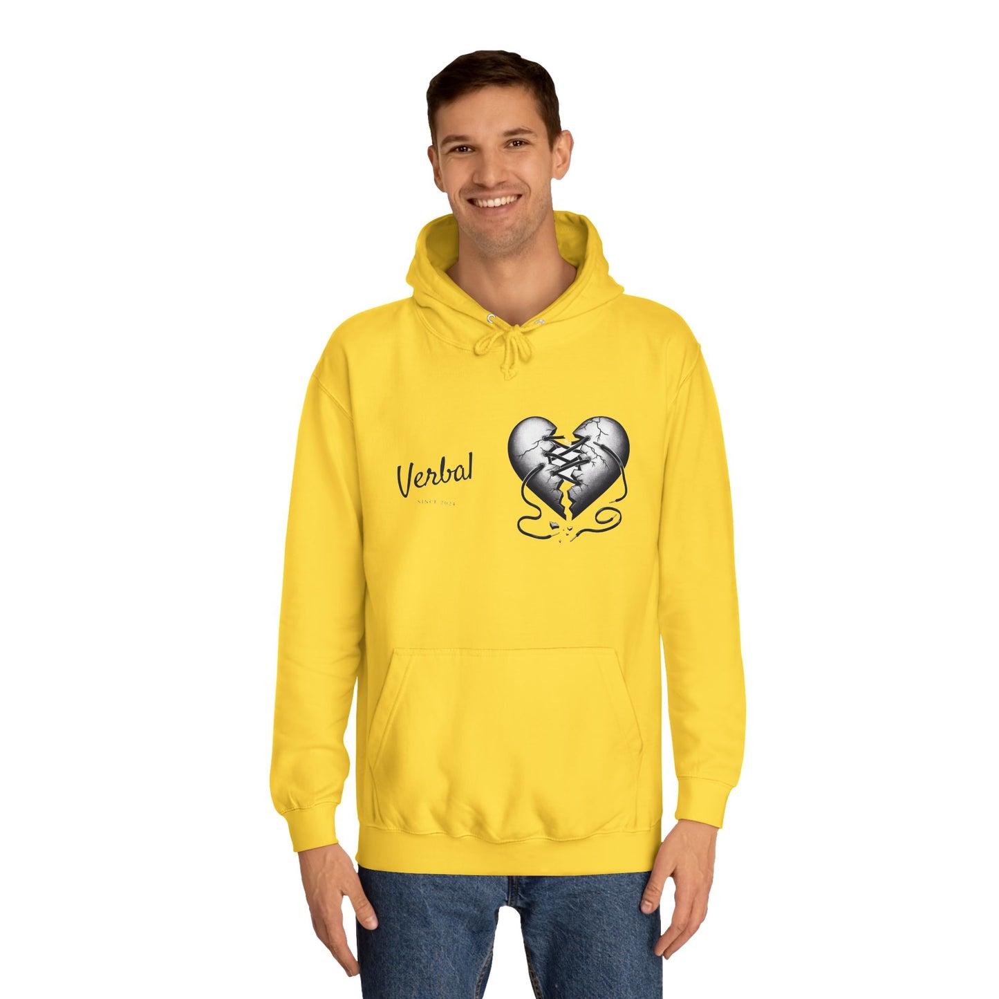 College Hoodie with Shoestring Heart Design for Lovers