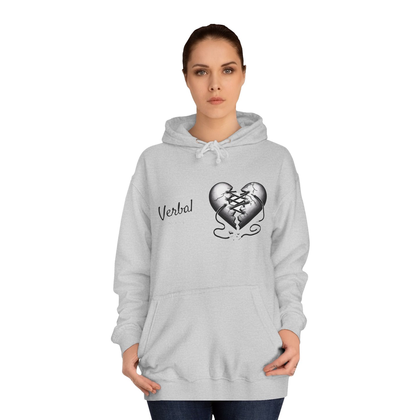 College Hoodie with Shoestring Heart Design for Lovers