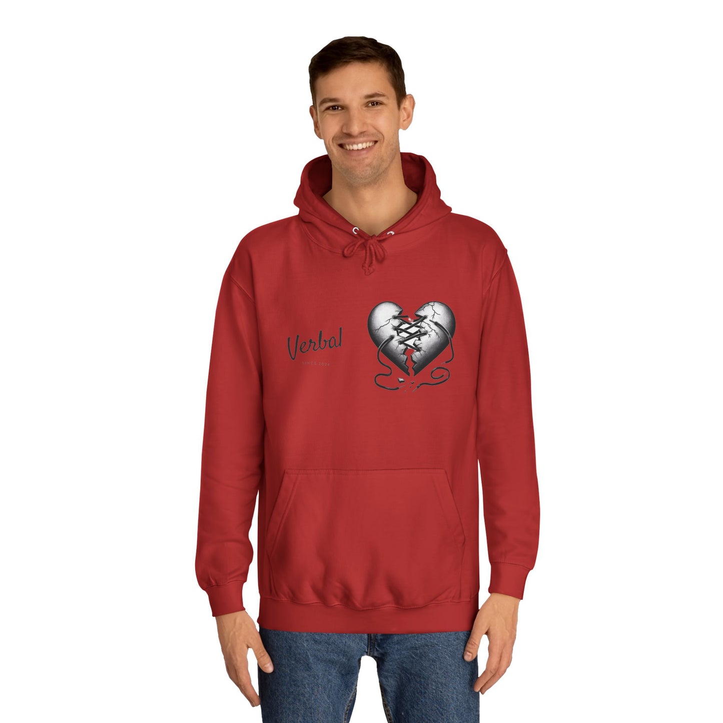 College Hoodie with Shoestring Heart Design for Lovers