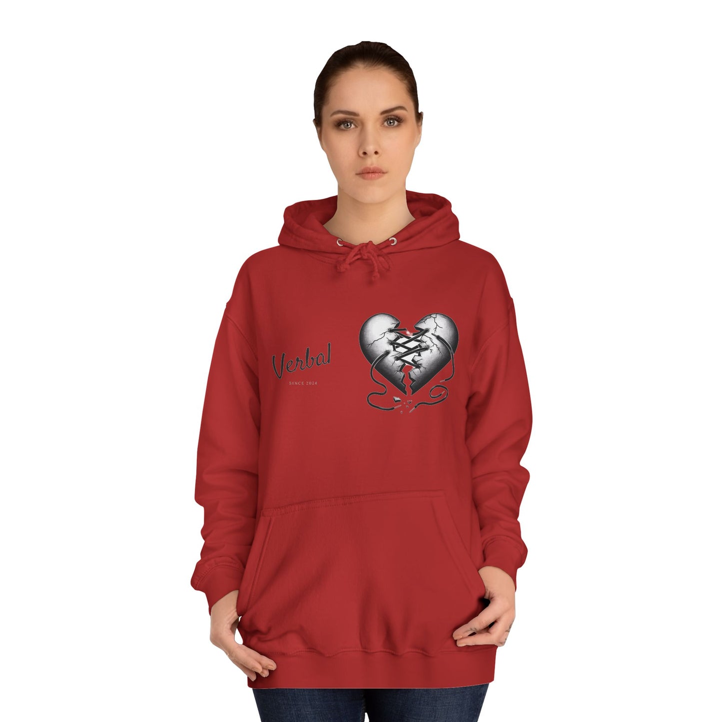 College Hoodie with Shoestring Heart Design for Lovers