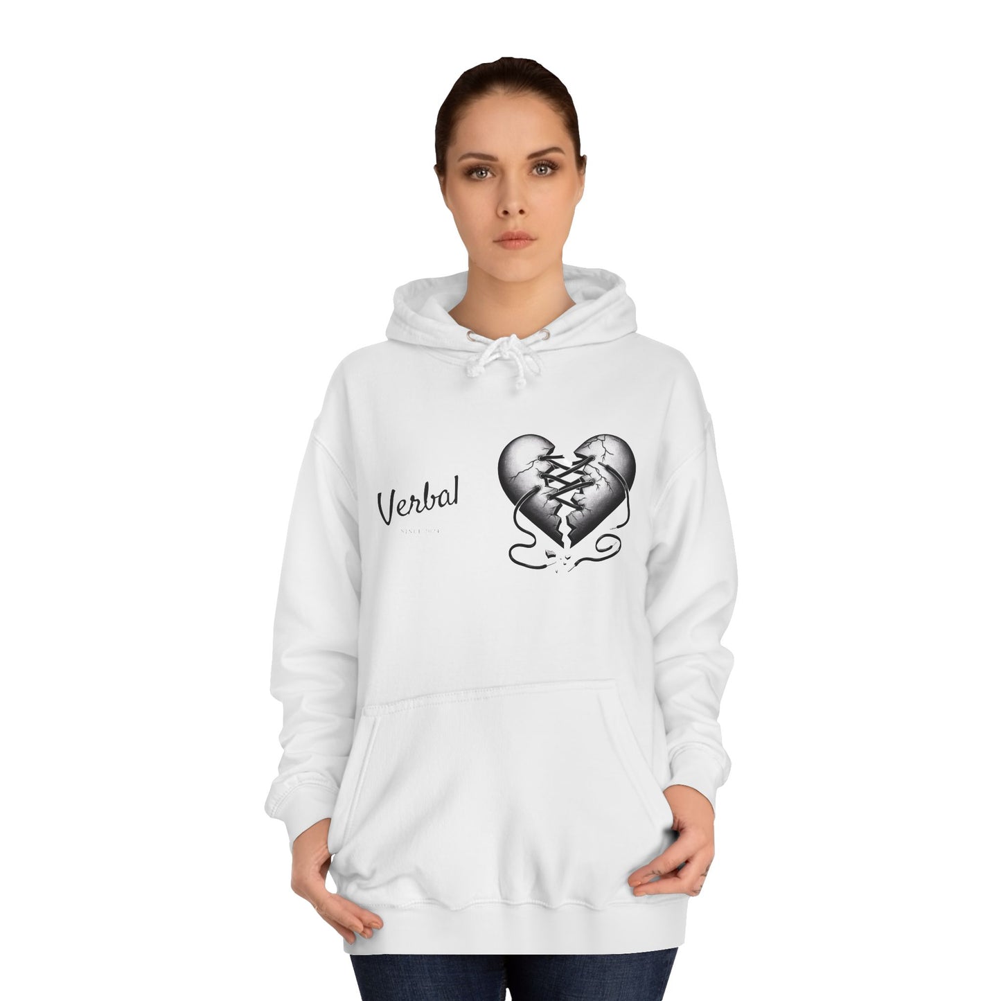 College Hoodie with Shoestring Heart Design for Lovers