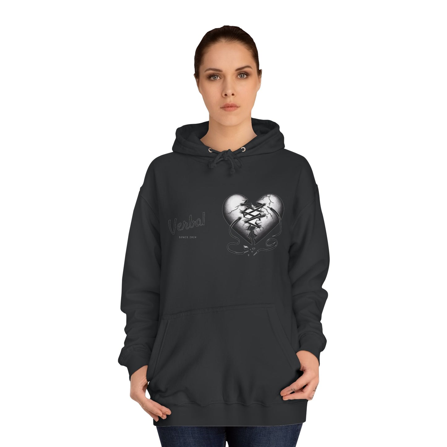 College Hoodie with Shoestring Heart Design for Lovers