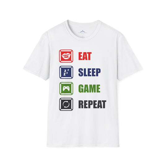 Eat Sleep Game Repeat Gamer Tee